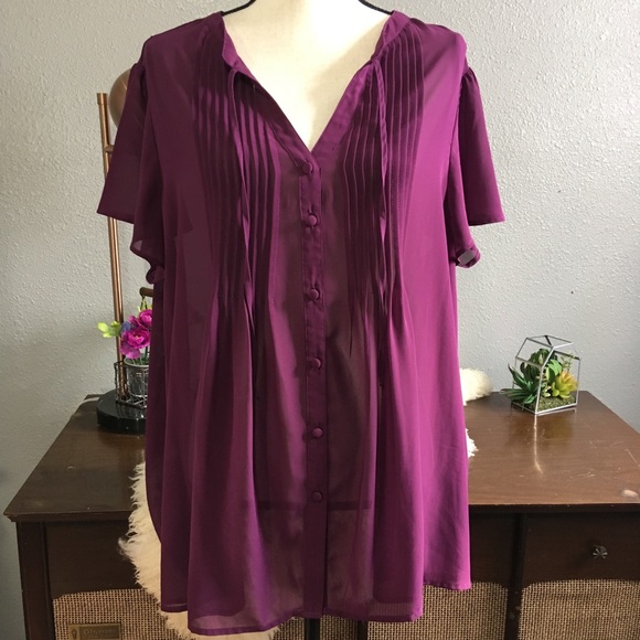 torrid Tops - Torrid plus size 2x sheer pintuck flutter sleeve